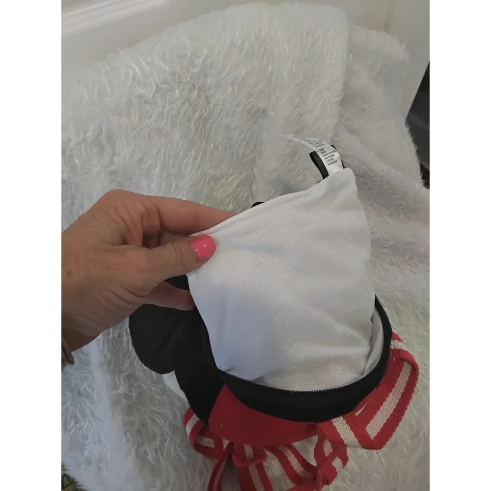 Disney Mickey Mouse Plush Head Mini Backpack Red White Striped Straps Kids